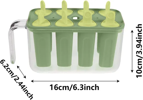 Vista 2 de 8 cavity Ice Pop Maker Mold Tray, Reusable Popsiclee Molds, Reusable Easy Release Ice Cream Container with Sticks for Yogurt Juice and DIY Chilled