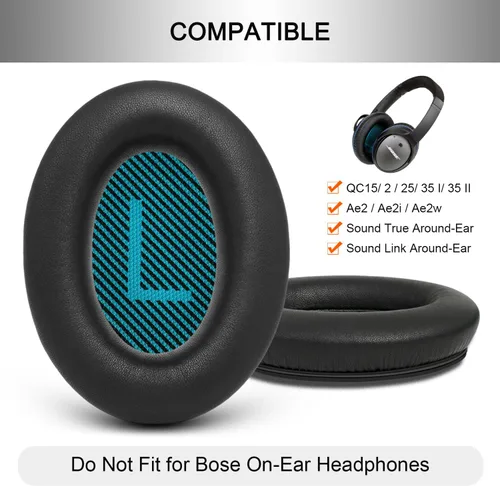 Vista 2 de GEVO Almohadillas de repuesto para auriculares Bose QC25, almohadillas para auriculares Bose QuietComfort QC2 QC15 Ae2 Ae2i Ae2w, piel de oveja