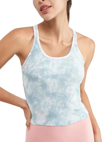 Vista 91 de sphinx cat - Camiseta corta de entrenamiento para mujer, camiseta sin mangas, acanalada, con espalda cruzada y brasier integrado
