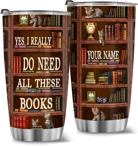 Vista 26 de T40413 - Taza personalizada para amantes de los libros, taza de café con texto en inglés "Just A Girl Loves Book", regalo para mujeres y niñas