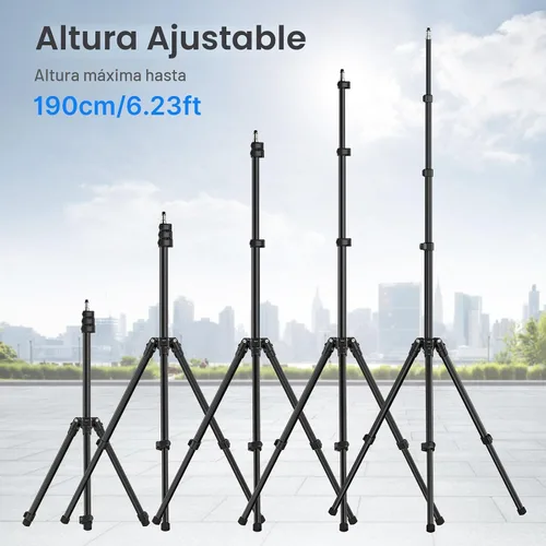 Vista 2 de Ulanzi TT43 Soporte de luz extensible para fotografía, trípode de aluminio ajustable de 6.23 pies, trípode de iluminación de estudio portátil