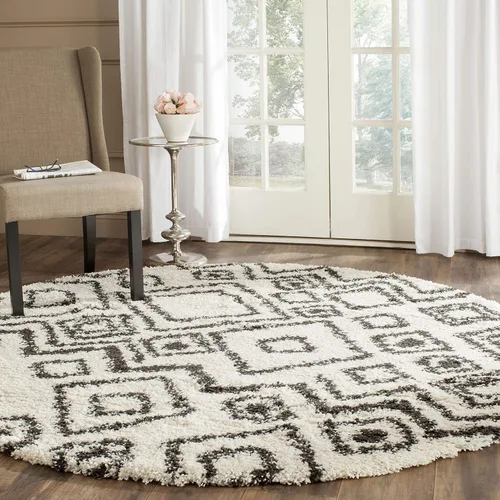 Vista 5 de SAFAVIEH Belize Shag Collection - Alfombra para pasillo, 2 pies 3 pulgadas x 11 pies, color carbón y marfil, diseño tribal bohemio, no desprende