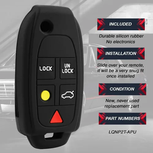 Vista 4 de Compatible con Volvo S60 S80 V70 XC70 XC90 Funda Protectora de Silicona para Llavero Remoto