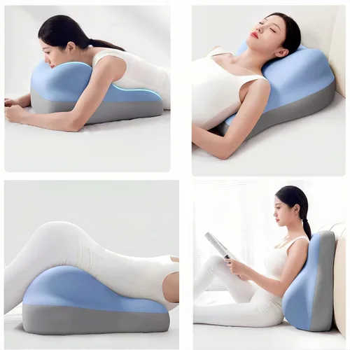 Vista 3 de Sweet Couples Pillow - Almohada de apoyo de posición profunda para parejas, cojín de apoyo de espuma viscoelástica para sentarse para leer e Azul