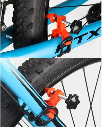 Vista 3 de Rueda de bicicleta portátil Truing Stand Bike Mini Llantas Ajuste Reparación Herramientas de montaje Llave de radios Negro
