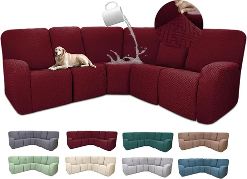 Vista 38 de Fundas de sofá reclinable seccional 100% impermeables para sofá reclinable en forma de L, funda de sofá modular de esquina en forma de L, fundas