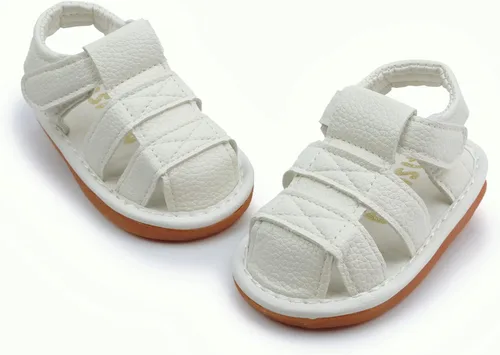 Vista 3 de WILLFUN Sandalias chirriantes de verano para bebé, niño, niña, suela de goma de primera calidad, puntera cerrada, antideslizantes, zapatos