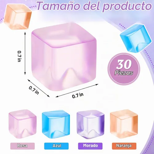 Vista 2 de Poen 50 mini bolas de cubitos de hielo de 0.7 pulgadas Fidget Toys Color elegante