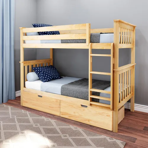 Vista 32 de Max & Lily - Litera, marco de cama individual sobre cama matrimonial para niños, color azul. Climb with Confidence, Sturdiness Redefined