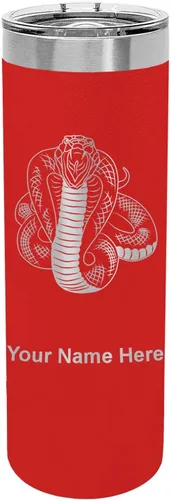 Vista 16 de LaserGram Vaso delgado aislado al vacío de 22 onzas, serpiente cobra, grabado personalizado incluido (negro)