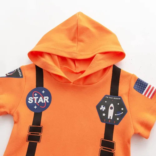 Vista 4 de LXKIKMM Traje espacial de astronauta para bebé, disfraz de Halloween, enterizo de manga corta