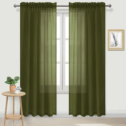 Vista 48 de DWCN Cortinas Transparentes Aqua de Voile Semitransparente con Bolsillo para Barra para Dormitorio y Sala de Estar, 36 x 36 pulgadas de Largo, Juego