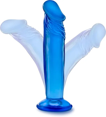 Vista 4 de Blush B Yours Sweet n Small - Consolador realista de 6 pulgadas con ventosa - Azul - Pene del punto G para pegging, estimulación anal y vaginal