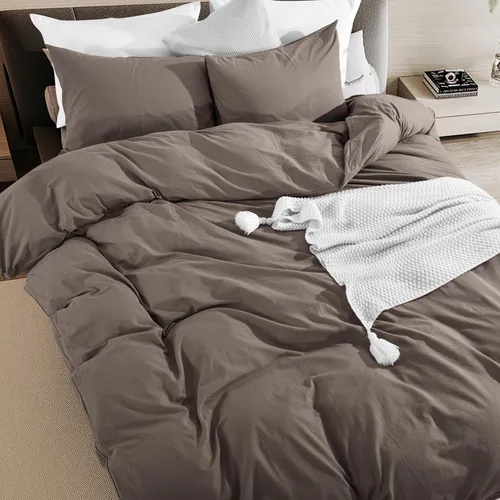 Vista 462 de NEXHOME PRO Funda de edredón Twin XL 100% algodón lavado, transpirable, duradera, texturizada, similar al lino, juego de ropa de cama para el hogar