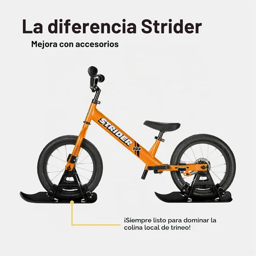 Vista 4 de Strider Juego de 14 esquís de nieve, convierte la bicicleta de equilibrio en trineo, para edades de 3 a 6 años
