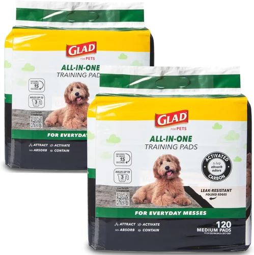 Vista 20 de Glad Almohadillas para cachorros de carbón negro para mascotas, almohadillas desechables súper absorbentes para orina de perro, almohadillas