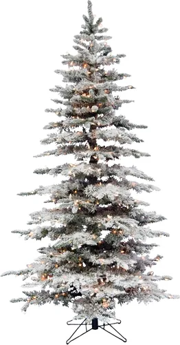 Vista 6 de Christmas Time Árbol de Navidad delgado de 6.5 pies con soporte de metal, sin luces