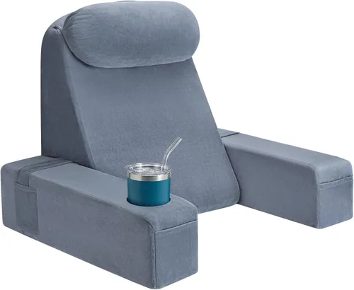 Vista 20 de Almohada de lectura para adultos, almohada de espalda para sentarse en la cama, almohada de respaldo para sentarse en la cama, brazos desmontables