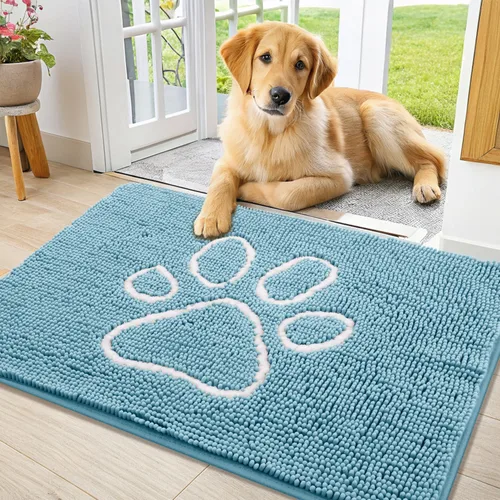 Vista 42 de Smiry Tapete para puerta de perro para patas fangosas, absorbente y Gris y negro