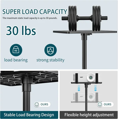 Vista 3 de GLEAM Trípode para proyector de 23 a 51 pulgadas, soporte de trípode para laptop con banda elástica, altura ajustable para oficina, hogar