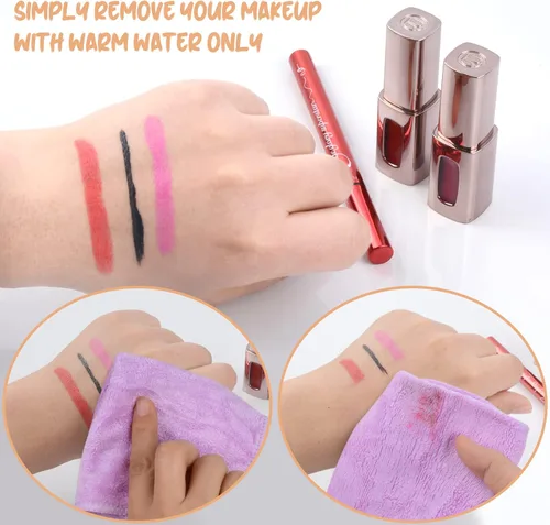 Vista 4 de KinHwa Paños de limpieza facial de microfibra ultra suaves y absorbentes, toallitas para eliminar el maquillaje de ojos, toallitas para pieles