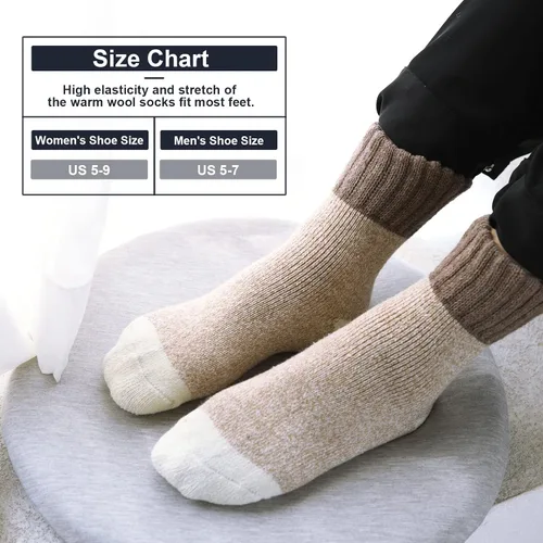 Vista 6 de coclothy Calcetines para mujer, 5 pares de calcetines de invierno para mujer, para clima frío, gruesos y acogedores, calcetines cálidos de punto