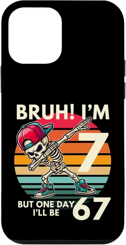 Vista 16 de Bruh I'm 7 But One-Day I'll Be 67 Retro 7th Birthday Kids Case for iPhone 17