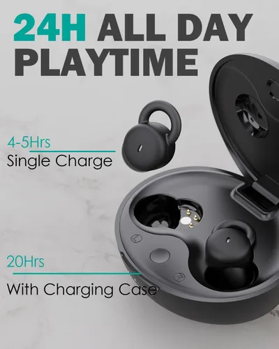 Vista 7 de Los auriculares invisibles más pequeños para dormir, cómodos, con bloqueo de ruido, auriculares inalámbricos Bluetooth planos para dormir de lado
