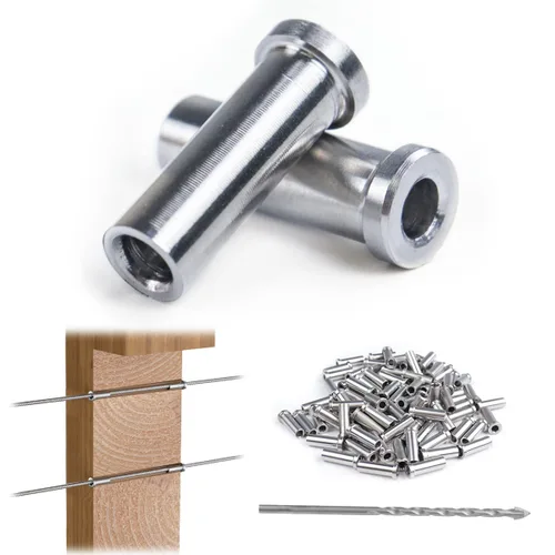 Vista 8 de Muzata Juego de 50 fundas protectoras de acero inoxidable T316, kit de barandilla de cable, funda protectora para cables de 1/8 pulgadas, postes