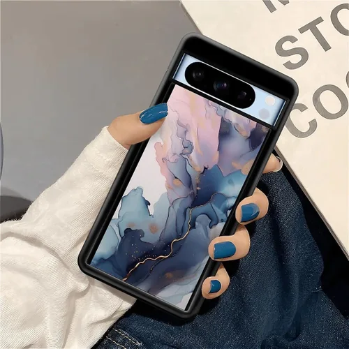 Vista 1224 de Compatible con Google Pixel 4A 5G Mobile Case Creative Acrylic Panel trasero Silicona Protección Grip especialmente diseñado para Google Pixel 4A 5G