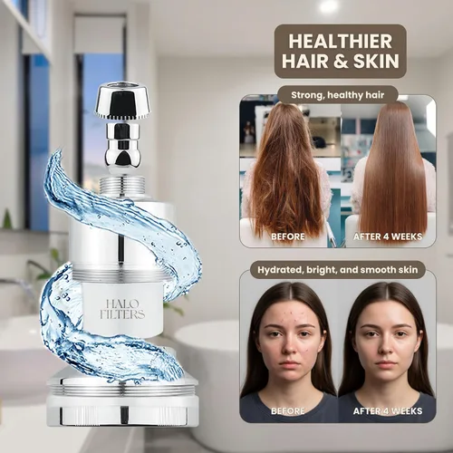 Vista 7 de Cabezal de ducha con filtro de alta presión, elimina cloro y sedimentos, suavizador de agua para cabello y piel, reduce la caspa, protege el cabello