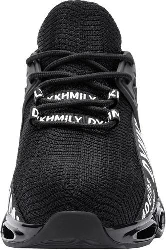 Vista 3 de DYKHMILY Zapatos de punta de acero para mujer, ligeros, acolchados, antideslizantes, transpirables, indestructibles, zapatos de trabajo, zapatos