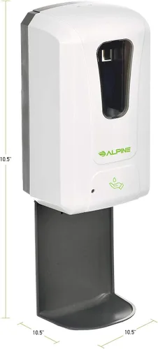 Vista 7 de Alpine Dispensador automático de desinfectante de manos, dispensador de jabón sin contacto con bandeja de goteo para restaurante, hospital, escuela