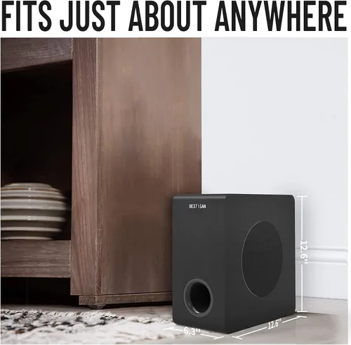 Vista 9 de Subwoofer con alimentación, Bestisan Subwoofer de audio para el hogar activo de 6.5" de 16,5 cm en diseño compacto para receptor, graves profundos