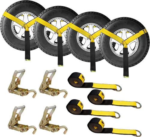 Vista 17 de Mega Cargo Control Correas de Amarre para Automóvil, Paquete de 4 Hebillas de Cola de Cadena de Trinquete G70, Estilo Lazo para Remolques