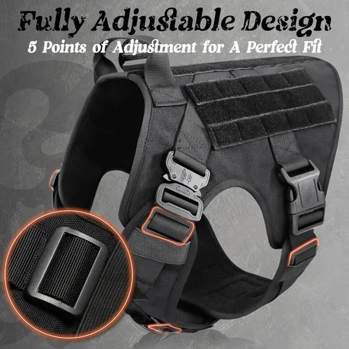 Vista 4 de rabbitgoo - Arnés táctico para perros pequeños, arnés resistente para mascotas con asa, chaleco de servicio sin tirones para razas pequeñas, chaleco