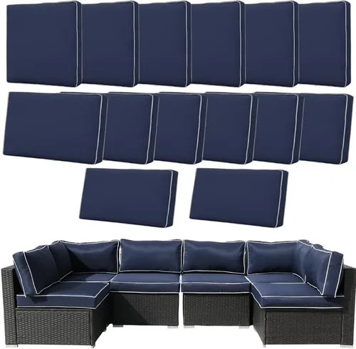 Vista 27 de 14 Fundas de Cojines para Exteriores de Repuesto Lavables Impermeables Resistentes a UV con Cremallera para Sofá de 6 Plazas Fundas Deslizantes