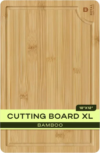 Vista 15 de ROYAL CRAFT WOOD Tabla de cortar de madera, tablas de cortar de bambú con ranura para jugo, tabla de cortar de cocina para carne, queso y verduras