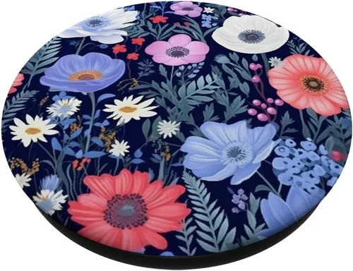 Vista 2 de Bonito diseño de flores con flores florales coloridas mixtas PopSockets Standard PopGrip