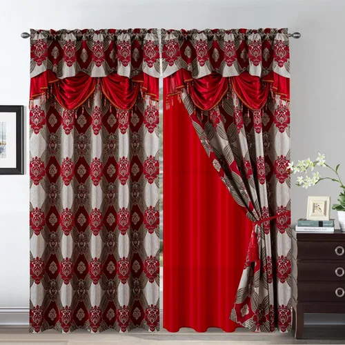 Vista 18 de Petrichor Cortinas Elegantes con Hilos Dorados y Plateados Juego de 2 Paneles - Tratamiento de Ventana de Lujo con Cenefa Adjunta, Respaldo