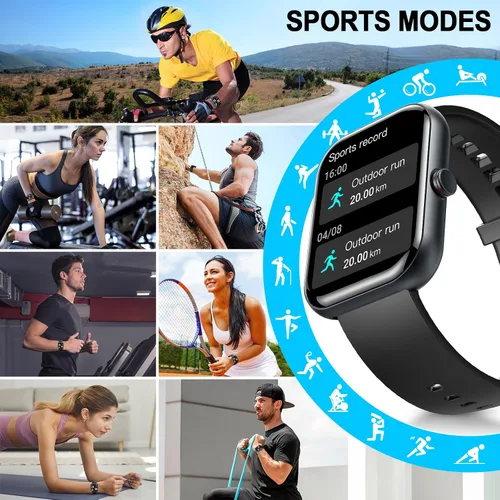 Vista 4 de Reloj inteligente para hombres y mujeres, rastreador de actividad física de 1.91 pulgadas con respuesta/hacer llamadas, IP68 impermeable, más de 110