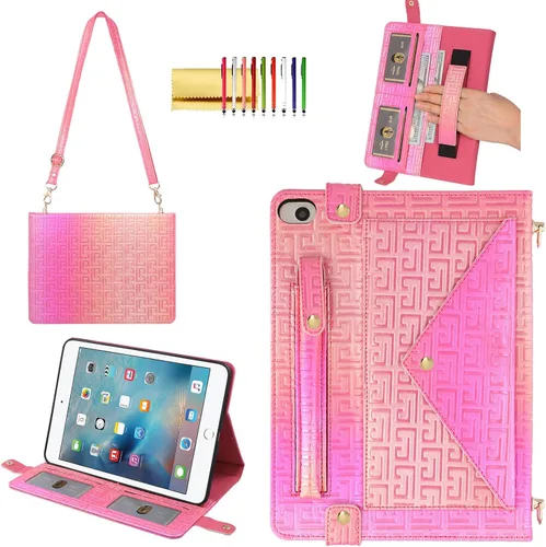 Vista 119 de Funda tipo bolso para iPad mini de 5ª/4ª/3ª/2ª/1ª generación de 7.9 pulgadas, Techcircle funda ligera tipo folio con soporte bandolera con billetera