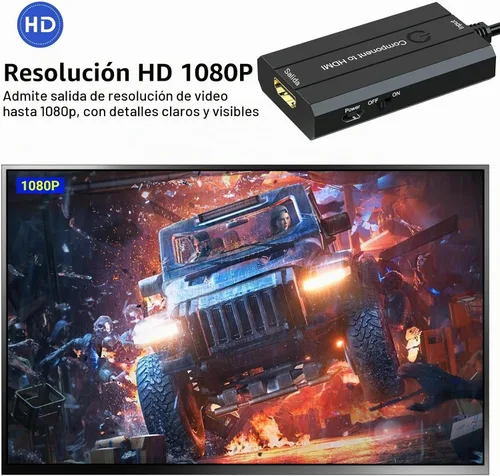 Vista 4 de Convertidor de componente macho a HDMI para DVD/STB/VHS con componente hembra para mostrar en televisores de alta definición