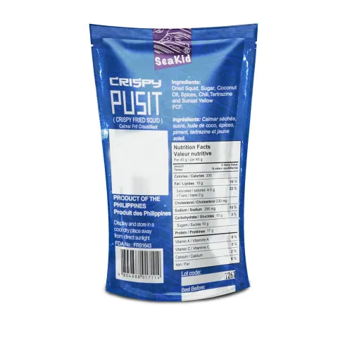 Vista 4 de Seakid Crispy Pusit Teriyaki Style - Bocadillo nutritivo de calamar frito 1.41 oz (40 g), 6 paquetes