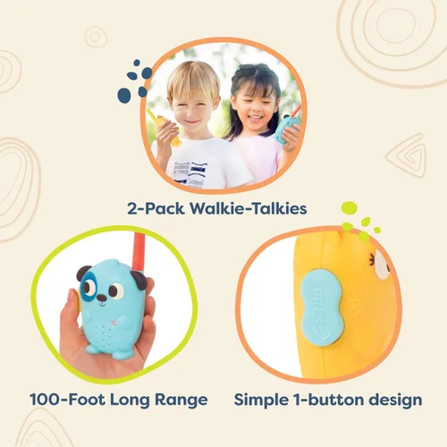 Vista 3 de B. toys – Lolo & Woofer Walkie – Talkies – paquete de 2 Walkie Talkies – Largo alcance de 100 pies – Juguetes para niños pequeños, niños – 3+ años