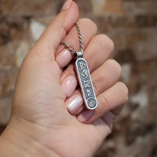 Vista 22 de Viking Rune Formula Pendant Necklace for Men Women - 925 Sterling Silver - Norse Nordic Celtic Jewelry - Runes Protection Amulet - Matching