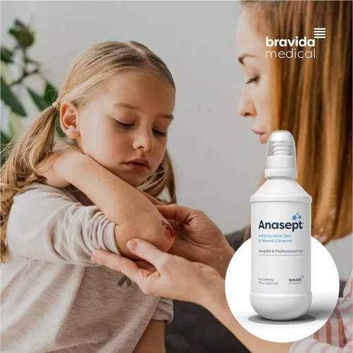 Vista 5 de Anasept Limpiador antimicrobiano para piel y heridas, botella de 8 onzas con rociador de dedos, aerosol para heridas, enjuague estéril, spray
