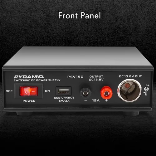 Vista 2 de Pyramid Convertidor universal de fuente de alimentación AC-DC 12V: entrada de CA dual de 115/230V, puerto USB, terminal de tornillo para encendedor