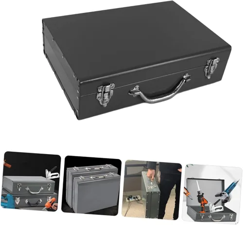 Vista 5 de Ipetboom Caja organizadora de herramientas de metal grueso, caja de herramientas pequeña portátil con asa, almacenamiento ligero para manualidades