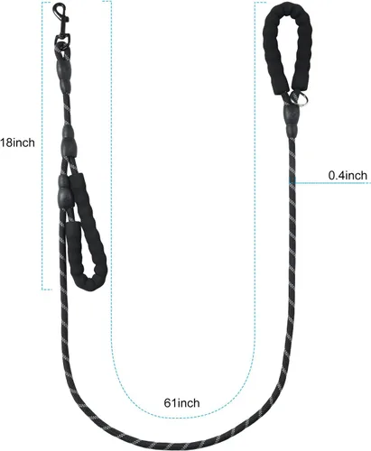 Vista 3 de Correa para perro con doble acolchado, cómodas y reflectantes con 2 asas, correas fuertes, control de entrenamiento adicional y correa para caminar